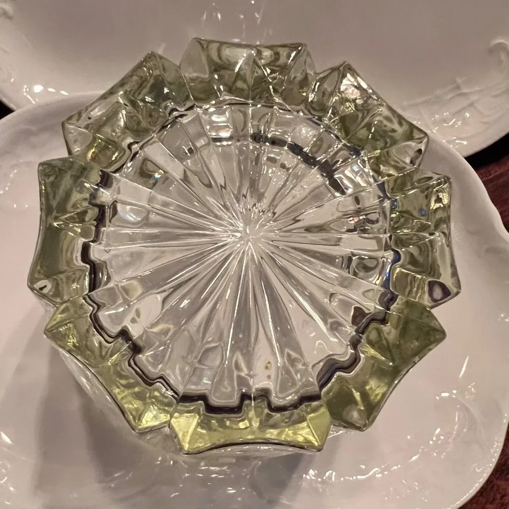 Vintage Princess House Heritage Floral Etched Ice Bucket.